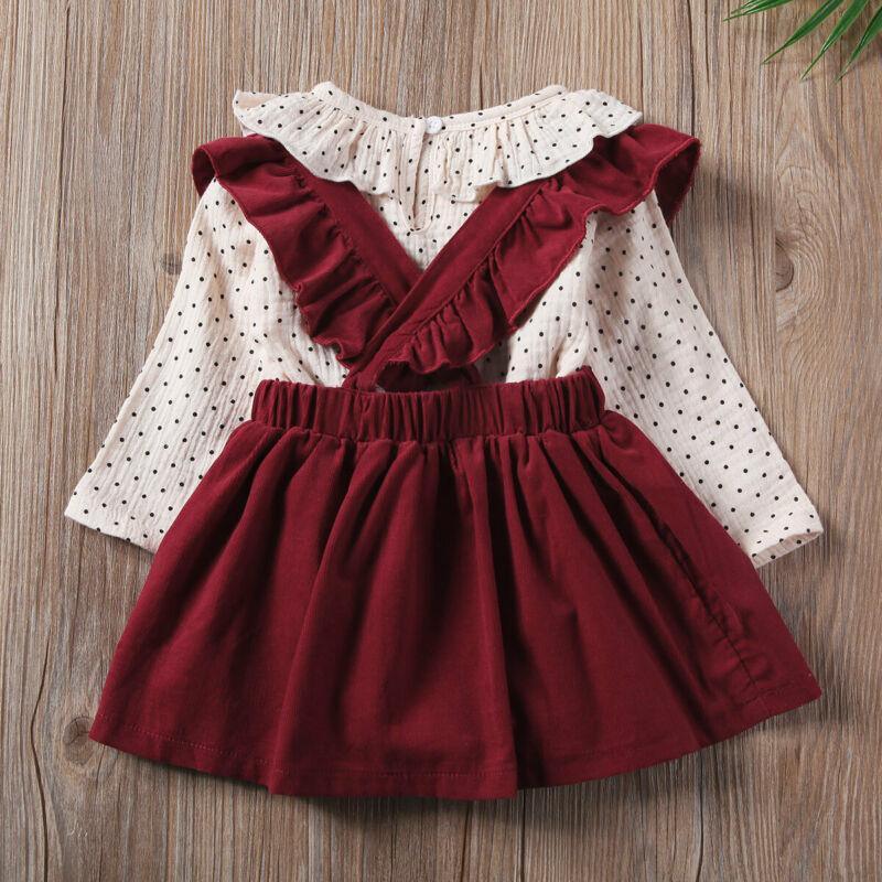 Toddler Baby Girl  Dotted Romper Tops Strap Dress Cotton Clothes Skirt Cover Up