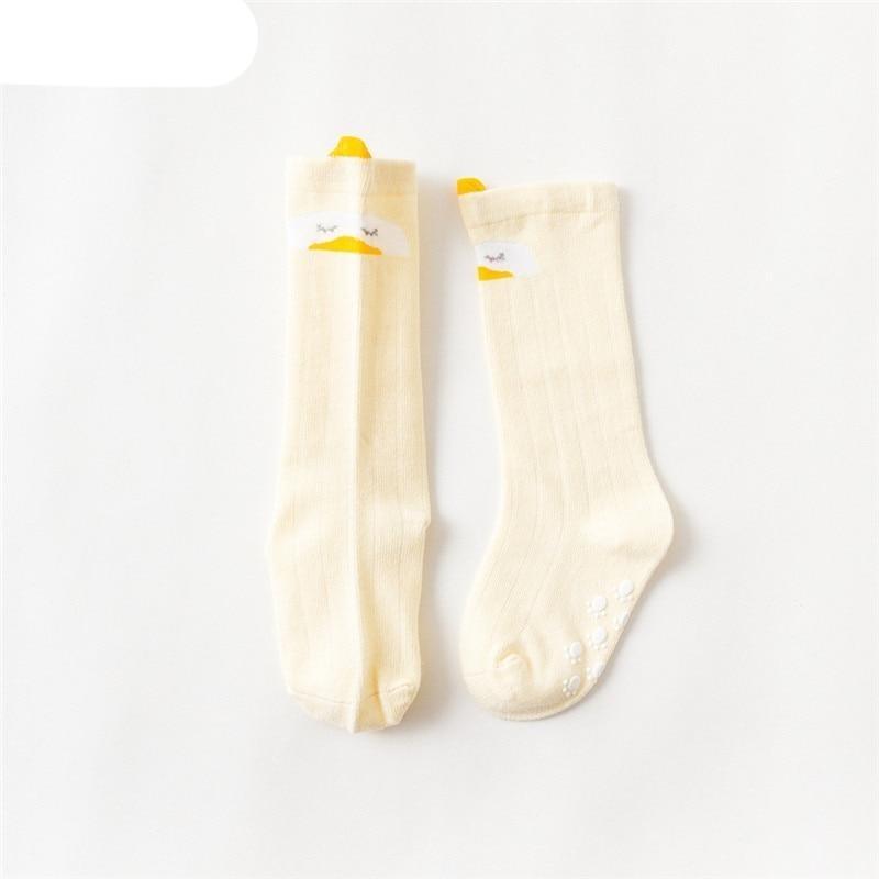 White Baby Sock Non Slip Cotton Long Socks Newborn Knee High Socks For Baby Girls Super Elastic Cute Design