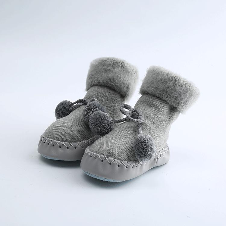 Warm Baby Shoes Newborn Autumn Winter Children Anti Slip Soft Solid Thicken Comfortable Butterfly Knot Shoes For Boys And Girls