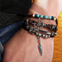 BOHO Tibet Stone Feather Multilayer Leather Bracelet Eye Fish Charms Beads Bracelets For Men Vintage Punk Wrap Wristband Cool Jewelry