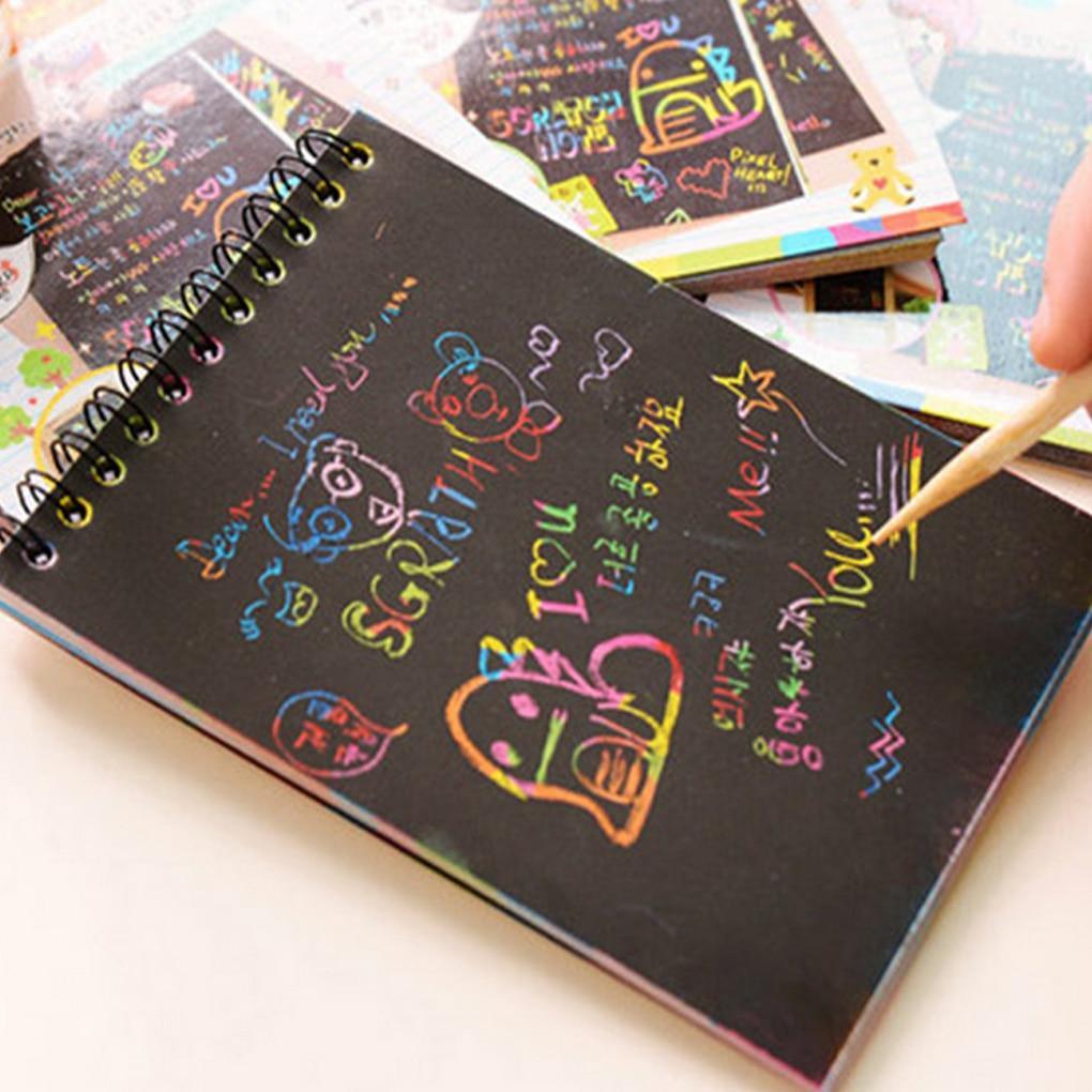 Magic Book Colorful Dazzle Scratch Note Sketchbook Paper Graffiti Coils Drawing Book Children Education Book