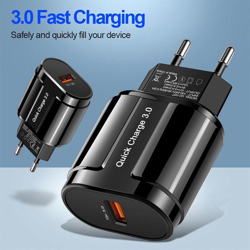 Fast Portable Quick 3.0 USB Charging Powerful Charger EU US Wall Mobile Phone Charger Adapter