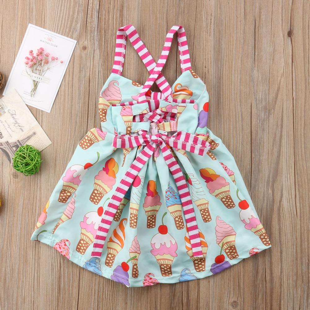 Luxury Modern New Popular Ice cream Toddler Baby Girls Party Halter Backless Tutu Dress Sundress Summer For Girls Dress In Luxury Ice Cream Design