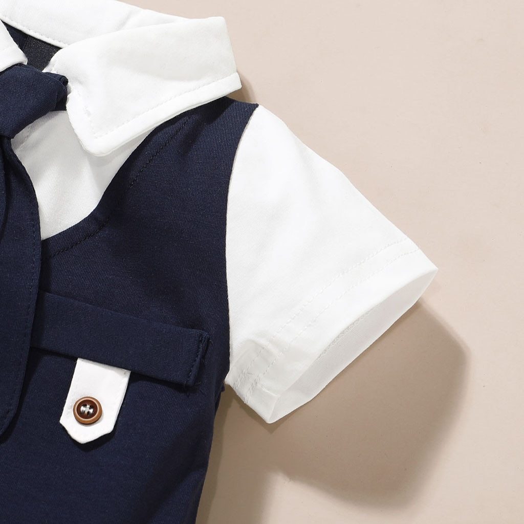 Luxury Modern baby Suit New boy's Jumpsuit Baby Short-sleeved Gentleman Suit Tie Robe summer Suit For Birthday and Party