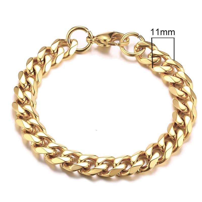 Luxury Popular Mens Simple 3-11mm Stainless Steel Curb Cuban Link Chain Bracelets for Women and Men Unisex Wrist Jewelry Brecelet