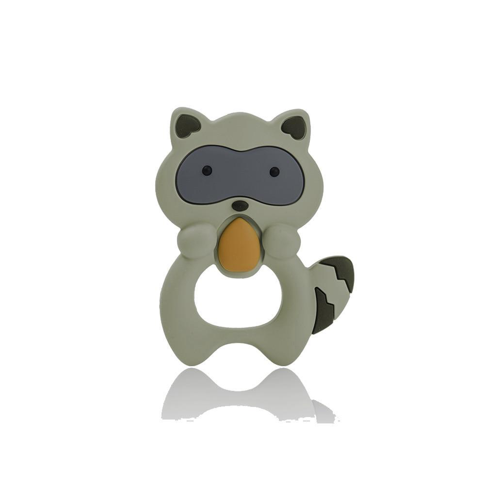 Silicone Raccoon Animal Cartoon Teether  Food Grade Chewable  Teething Toddle Safe For Baby And Perfect Gift For Babies