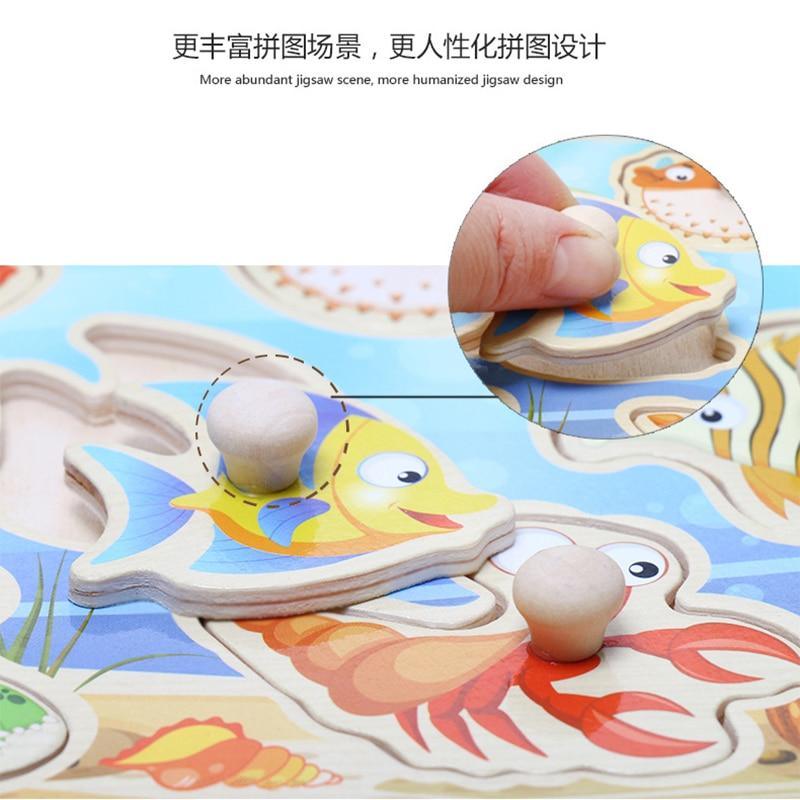 New Hand Grab Board Wooden Puzzle Toys for Children Cartoon Animal Fruit  Kids Baby Early Educational Learning Toy