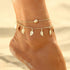 Round Beaded Bohemian Anklet For Women Accessories Gold Layers Leaf Barefoot Brecelets For WOman Legs and Sandals