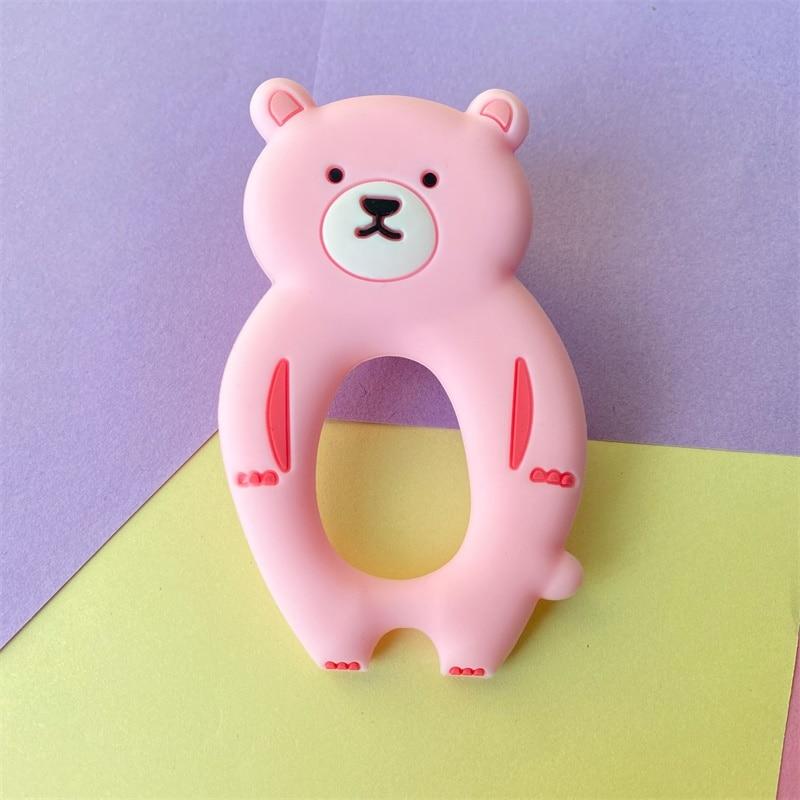 4pcs  Bear Silicone  Teether Baby Teething Toys Chewable  Cartoon Animal Shape Baby Products Nursing Gift