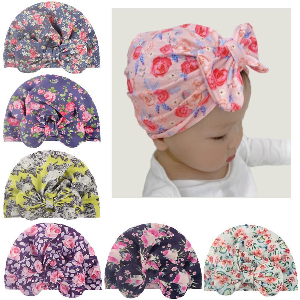 Luxury Modern Donut Baby Beanie Turban Hat Baby Cap Cotton Fruit Print Floral Toddler Baby Girl Cap Design