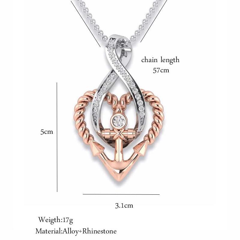 NEW Infinity Heart Anchor Necklaces Women Crystal Nautical Jewelry Rose Gold Anchor Cross Necklace Chain Design For Women