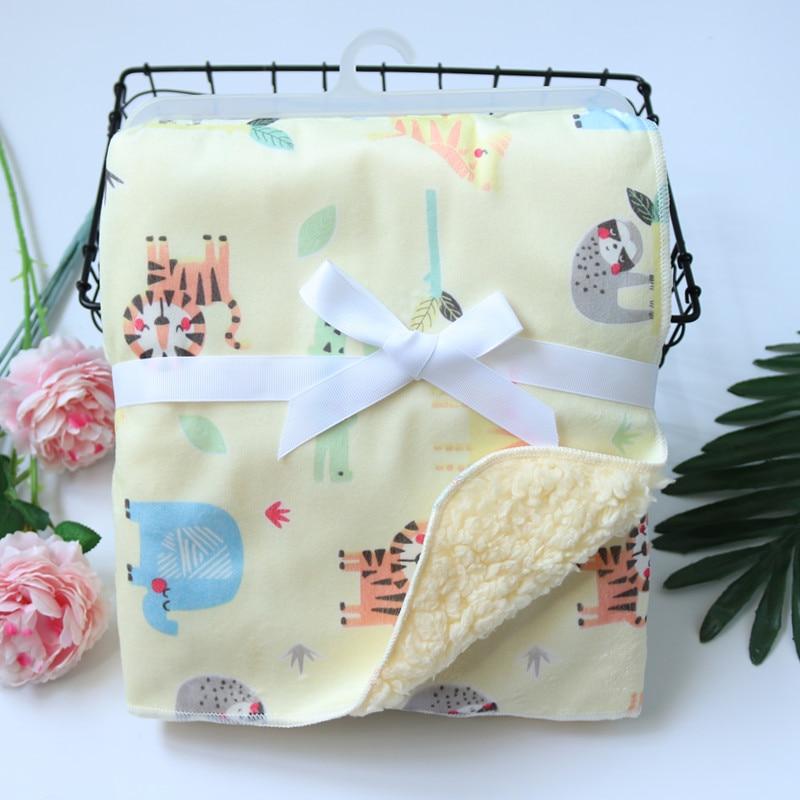 Baby Blankets New Layer Coral Fleece Infant Swaddle  Wrap Owl Printed Newborn Baby Bedding Blanket