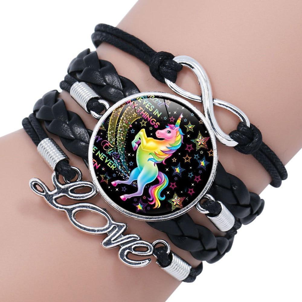 Intereting Unicorn Braided Kids Bracelet for Girls  Friendship Bracelets Jewelry Multi-layer Charm Fashion Bracelet