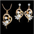 Bridal Simulated Pearl Jewellery Sets for Women's Dresses Accessories Cubic Necklace Earrings Set Gold Color