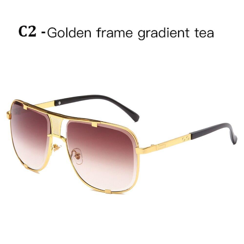 Modern Luxury Fashion Metal Gradient Square Big Frame Men's Sunglasses Brand Design Driving Sunglasses Retro Glasses Oculos De Sol