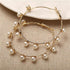 Elegant Plain Gold Metal Pearl Hoop Earrings In Fashion Big Circle Style For Women