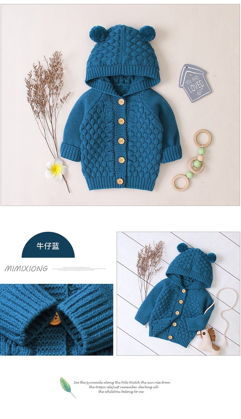 Autumn Infant Hooded Knitting Outwear coat / Jacket For Newborn Baby Boys GirlIn Modern New Elegant Design