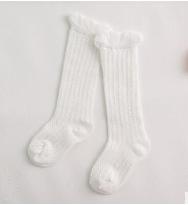 Non-slip Cotton Princess Knee High Long Skin-friendly Socks With Bow Mesh Newborn For Baby Girls