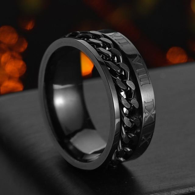 Luxury Chain Cool Stainless Steel Rotatable Men Ring High Quality Spinner Chain Punk Men Jewelry Style for Party Gift