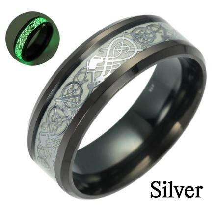 2020 New Men Fashion 316L Stainless Steel Golden Dragon Man's Ring Blu-ray Fluroscent  Celtic Tungsten Rings Simple Fashion High Quality Jewelry Design