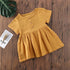 Kids Summer Cotton Linen Dress with Plain Short sleeve  Party A-line dress For Small Girls 1-3 Years