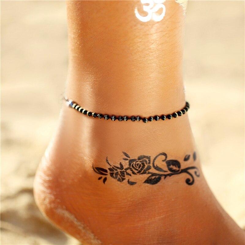 Handmade Bohemian Colorful Crystal Seed Beads Shell Anklets for Women Foot Leg Jewelry