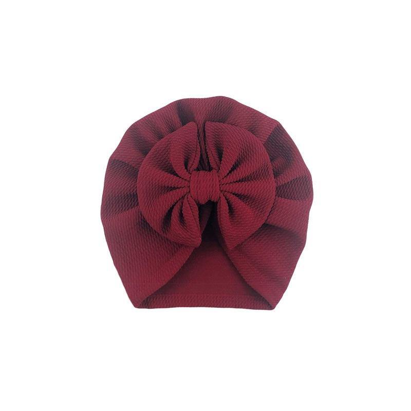 Handamde Elegant Baby Hats for Girls Big Bow Turban Hat Newborn  Baby Beanie Cap Solid Color Style