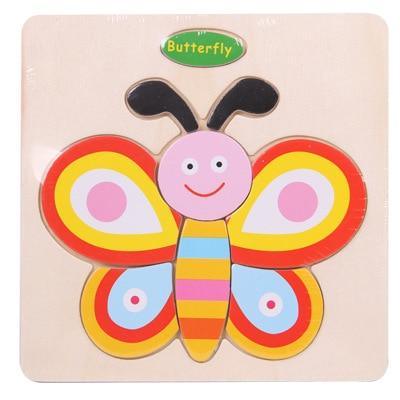 Baby Toys Wooden 3D Puzzle Cartoon Animal Intelligence Kids Educational Brain Teaser Children Tangram Shapes Learning