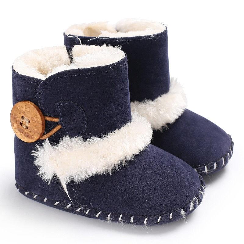 Newborn Infant Baby Snow Boots Winter Warm Cotton Baby Shoes Solid Button Autumn Ankle Bright Colors Boots