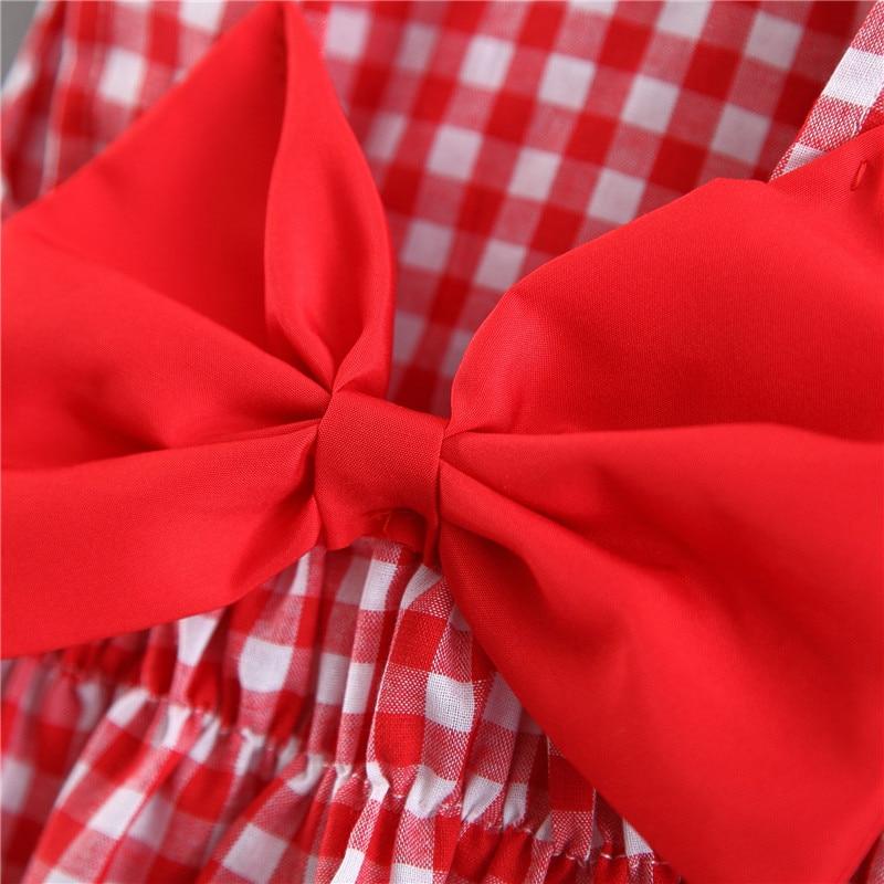 Print Plaid Bow Summer Princess Party Dress Infant Newborn Baby Dress+Hat 2pcs Kids Clothing Set