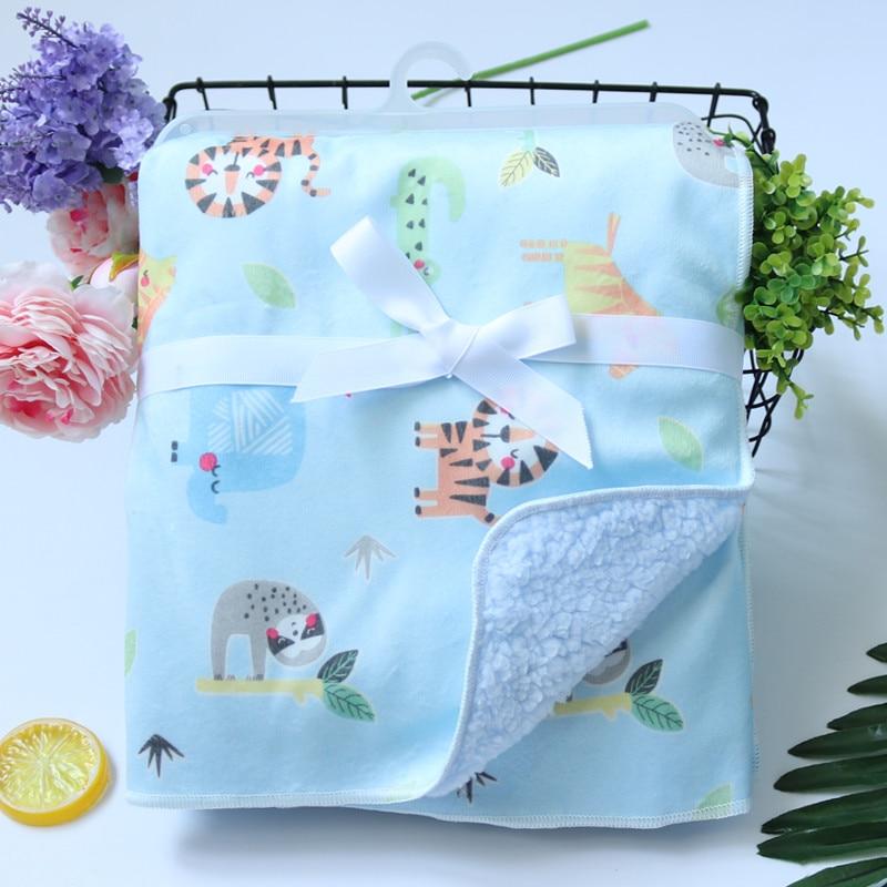 Baby Blankets New Layer Coral Fleece Infant Swaddle  Wrap Owl Printed Newborn Baby Bedding Blanket