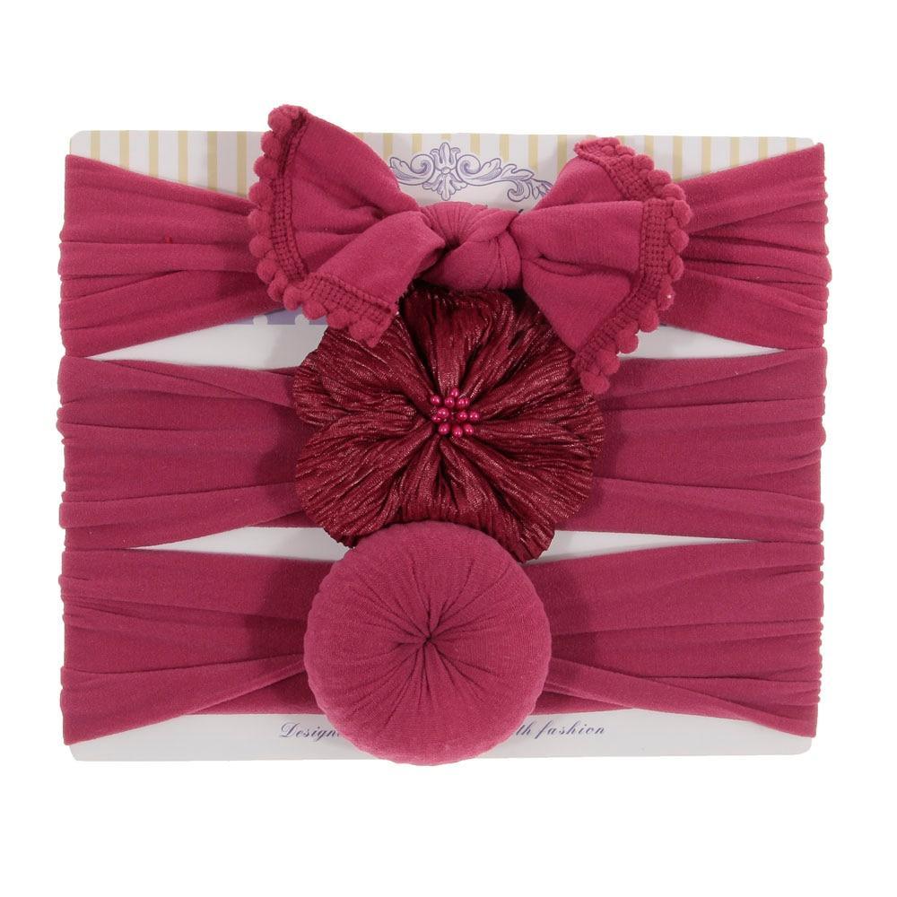 Fashion Baby Nylon Bow Headband Newborn Bowknot Round Ball Head wrap Flower Turban Girls Hair Bands Bow For Kids