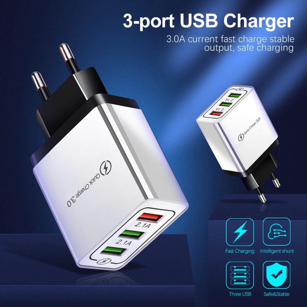 Fast Modern USB Charger Quick Charge 3.0 Wall Portable Mobile Phone Powerful Charger