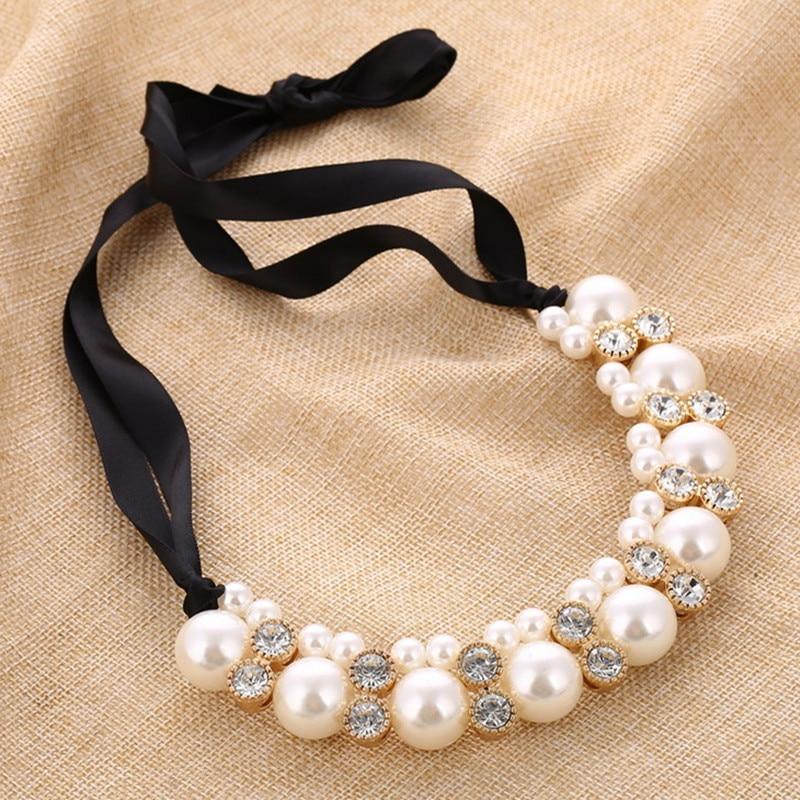 Handmade New Fashion Simulated Pearl Necklace for Women Flower Collars Trendy Necklaces & Pendants Statement Necklace Jewelry