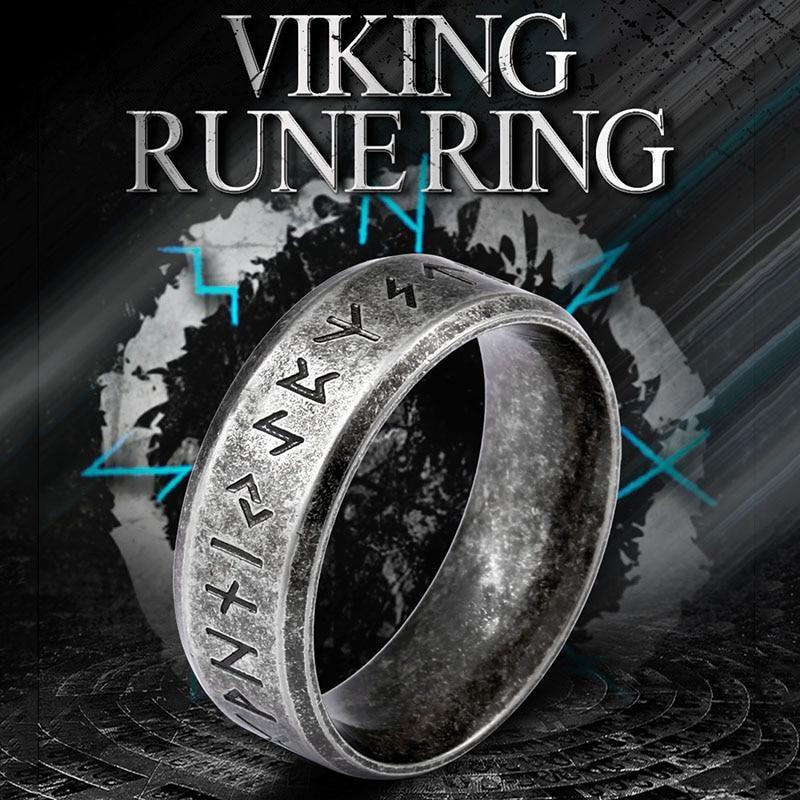 Stainless Steel Odin Norse Viking Amulet Rune Fashion Style For Men and Women Fashion Words RETRO Rings Jewelry Style