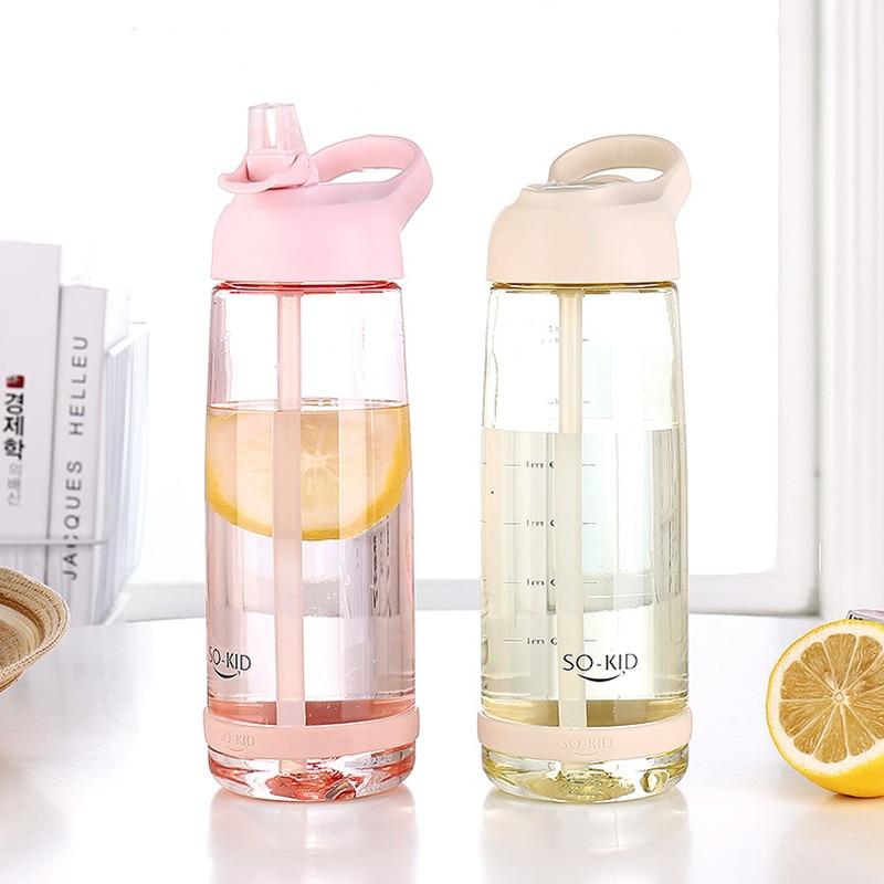 Portable Water Bottle With Straw Healthy Plastic Travel Drinkware Sports Shaker Drink Bottles For Kids