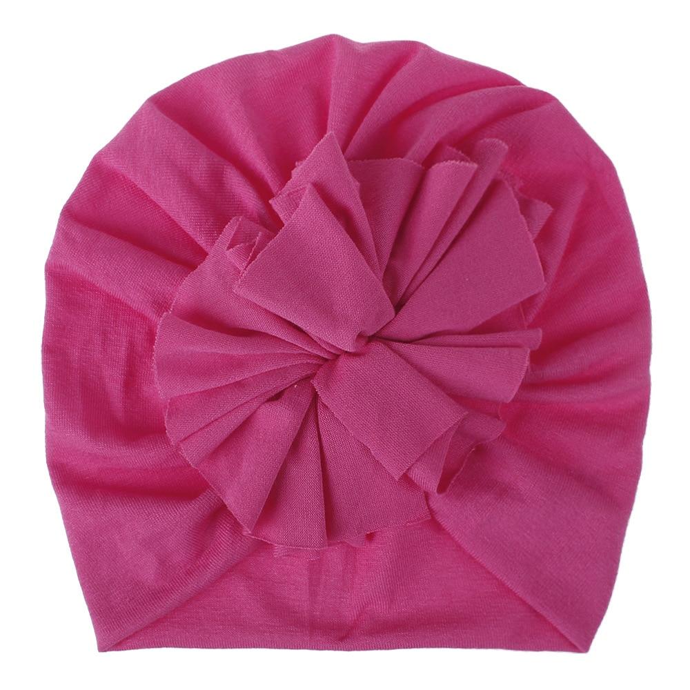 Handmade Pleated Flower Babies' Knitted Cotton Cloth Turban For Baby Girls In Elegant Style