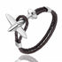 Stainless Steel Gold Aviation Airplane Anchor Bracelets For Men and Women In Retro Leather Bracelet Air Force Style Homme Jewelry Style