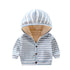 Baby Spring Autumn Striped Cardigan Button Velvet Lining Clothes Newborn Long Sleeves Coat/Jacket For Boys and Girls