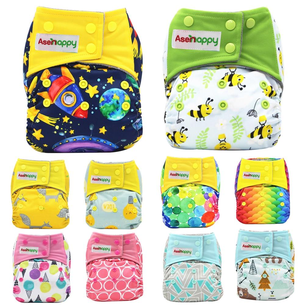 Colorful Modern Baby Cloth Diaper Bamboo Charcoal Nappy All-in-one Diapers sewn 3 Layers Micro fleece Insert Inside Reusable Diaper For Baby and Kids For Unlimited Use