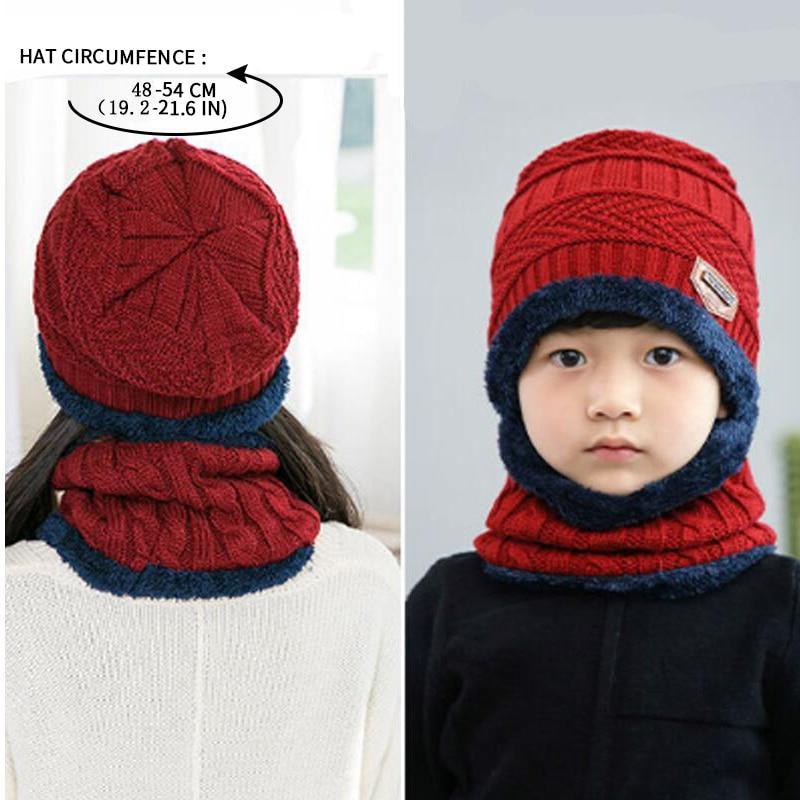 Knitted Baby Hats  Cap and Scarf Turban Beanie Cotton Warm Wool Fur Caps Soft Hat For Childern Girl And Boys