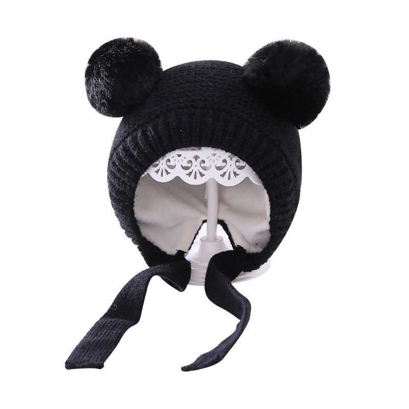 Handmade Modern Trend Winter  Christmas Knitted Baby Hat Cute Double Pompom Infant Baby Boy Girl Cap Ear Protection Hats Kids Children Cap