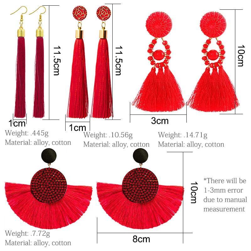 Tassel Modern Epic Retro  Bohemian Tassel Earrings for Women In  Cotton Silk Fabric Long Fringe Drop Dangle Earrings Design