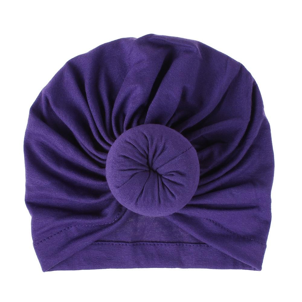 Handmade Pleated Flower Babies' Knitted Cotton Cloth Turban For Baby Girls In Elegant Style