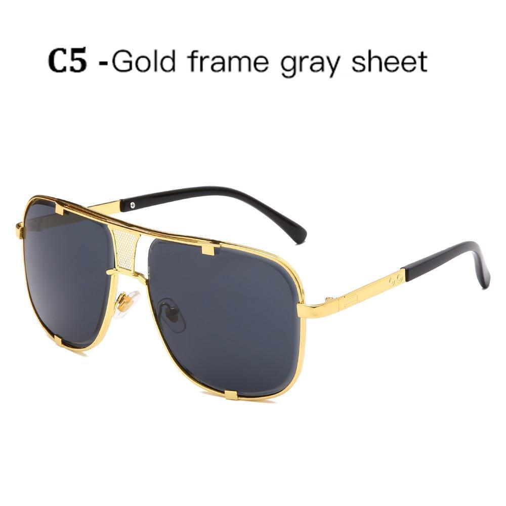 Modern Luxury Fashion Metal Gradient Square Big Frame Men's Sunglasses Brand Design Driving Sunglasses Retro Glasses Oculos De Sol