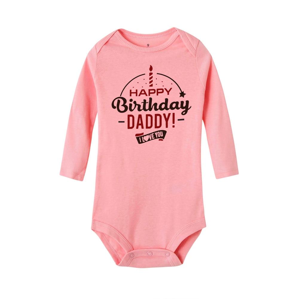 Happy Birthday Daddy Newborn Kids Baby Boys Girls Infant Long Sleeve Jumpsuit ROmper In Modern Designs With Party  Print