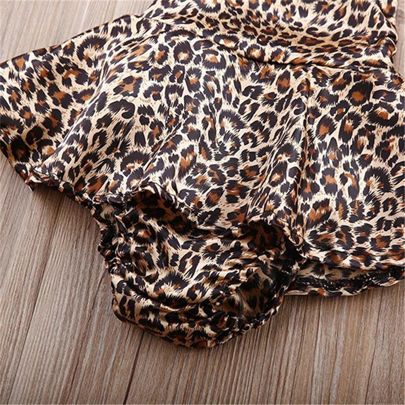 Baby Leopard Bodysuits Suit Set Body Jumpsuit Summer Style Dress for Girls