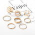 Original Design Gold Color Round Hollow Geometric Rings Set For Women Fashion With Cross Twist Open Ring Design