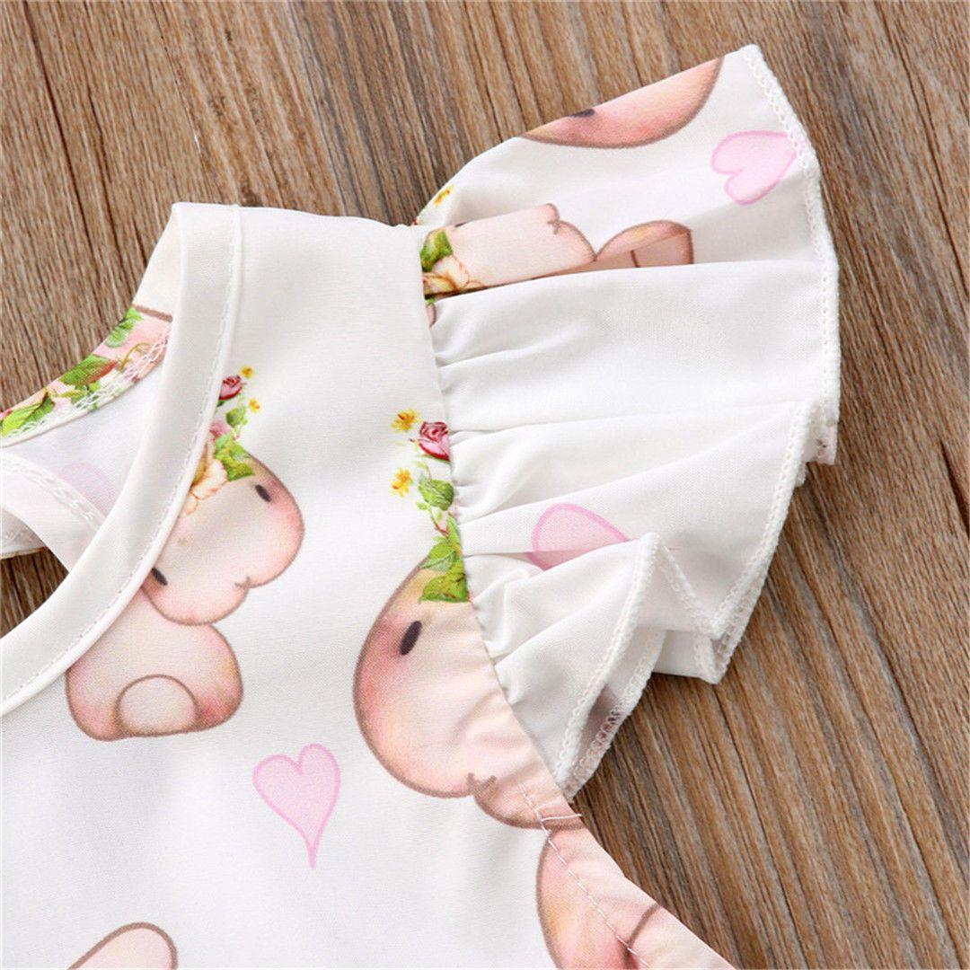 Modern Luxury Baby Girls Bunny Floral Off shoulder Romper Jumpsuit Outfits For Baby Girl