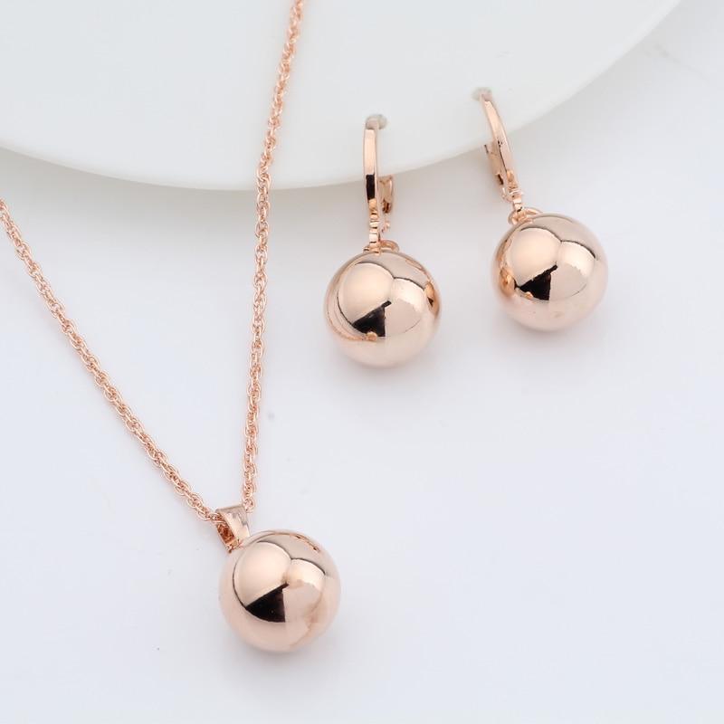 New Modern Arrivals 585 Rose Gold Luxury Spherical Ball Geometric Dangle Earrings Set Elegant Women Wedding Party Exquisite Jewelry Set